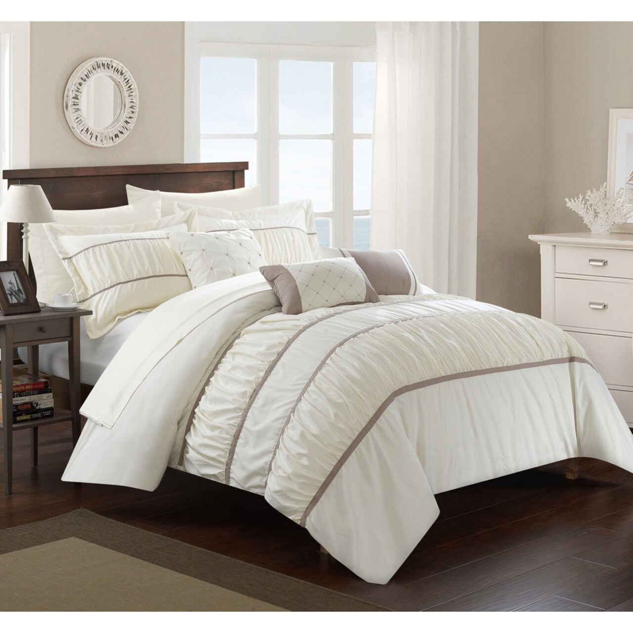 Chic Home 10-Piece Aero Pleated and Ruffled Bed in a Bag Comforter and Sheet Set
